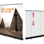 ロールアップワンタッチ120,150：正面、背面　ブラック、シルバー、ホワイトの三色ロールアップバナー