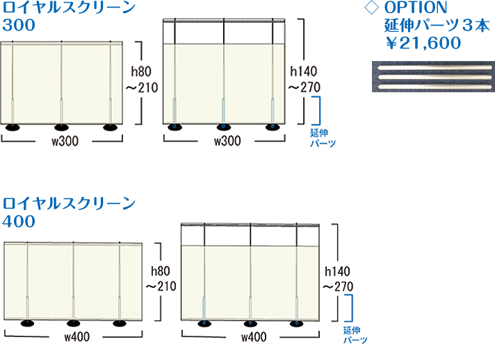 オプション：ロイヤルスクリーン延伸パーツ3本