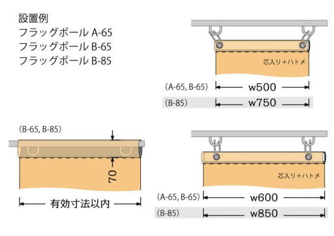 フラッグ:設置寸法例