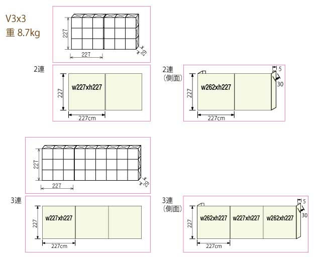 バックボード-V3x3：2連結・3連結