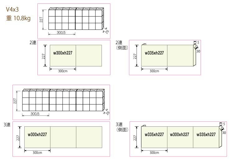 バックボード-V4x3：2連結・3連結